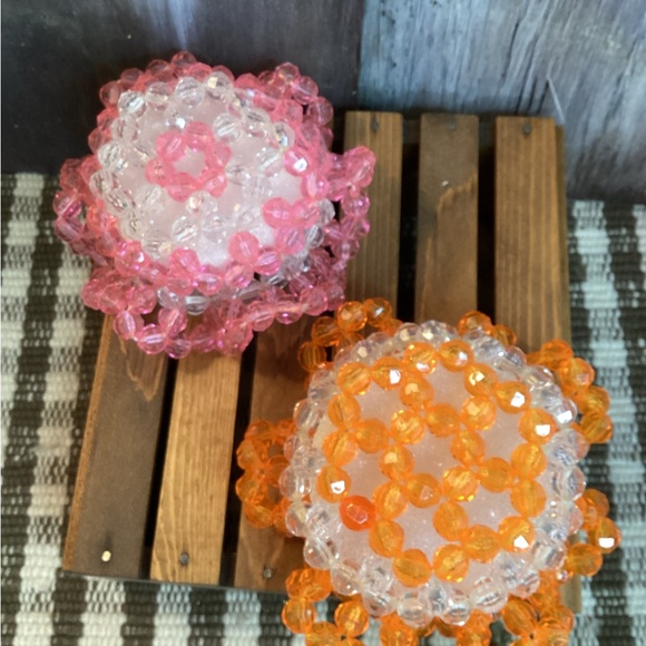 Colorful Beaded Handmade Baskets & Bins Holiday Decor MCM Glitzy Retro - Picture 15 of 16